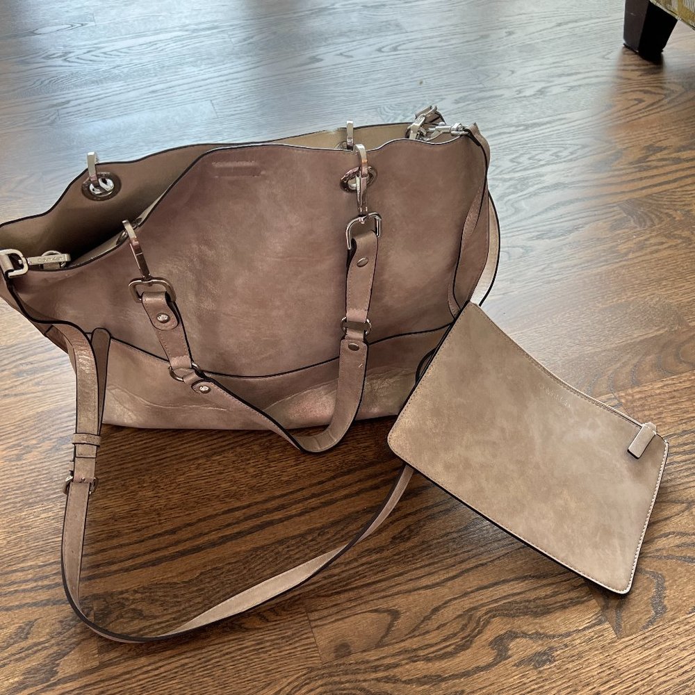 CALVIN KLEIN gold tote and matching pouch